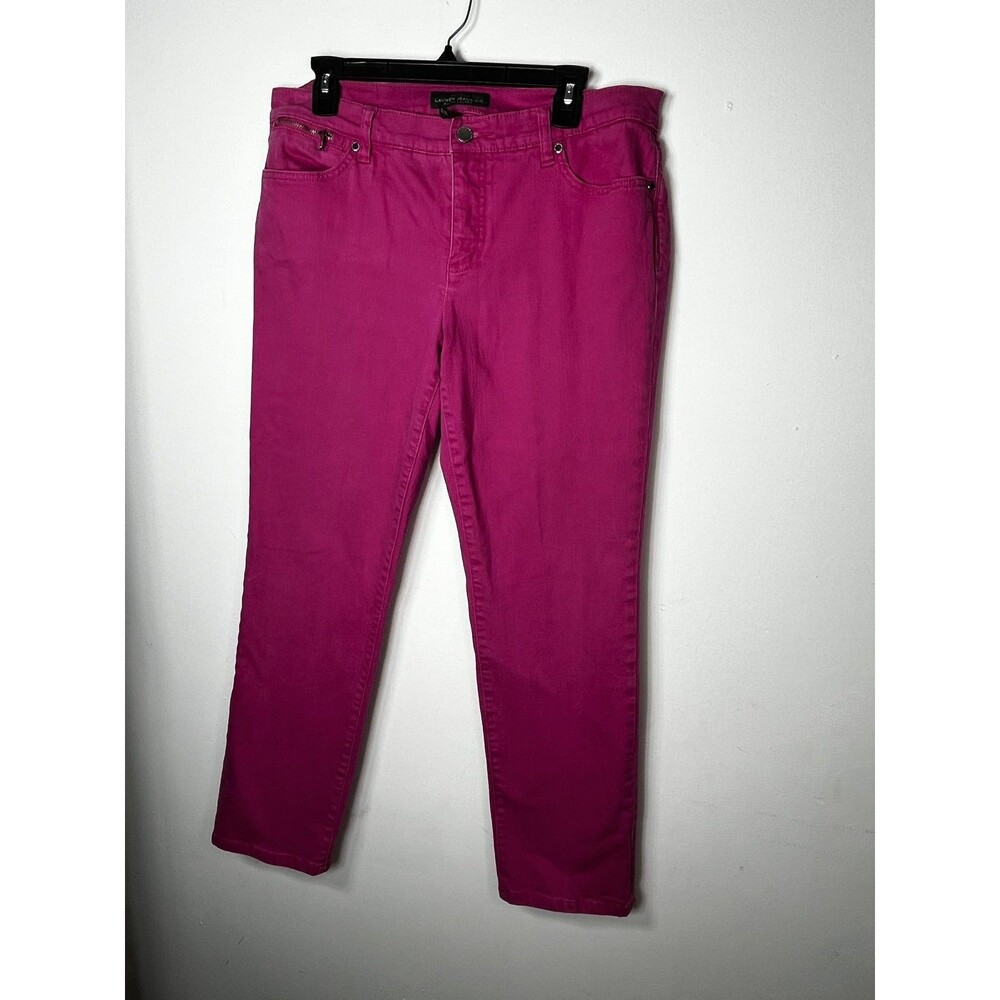 Lauren Ralph Lauren Jeans Womens 14 Pink Straight Stretch Denim Zip Fly 5 Pocket